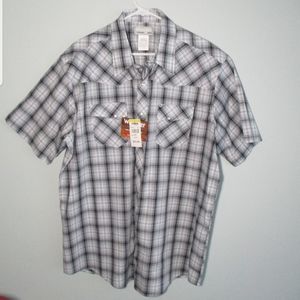 Wrangler Mens Pearl Snap Western Cowboy Short Sleeve Plaid Shirt Size XXL